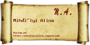 Mihályi Alina névjegykártya